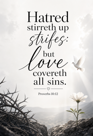 Bible Verse - Christian - Proverbs 10:12 - Hatred stirreth up strifes - A3/A4 Poster