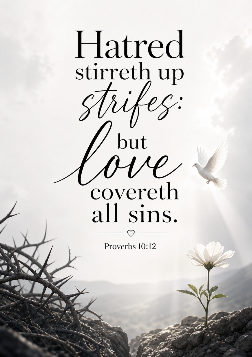 Bible Verse - Christian - Proverbs 10:12 - Hatred stirreth up strifes - A3/A4 Poster