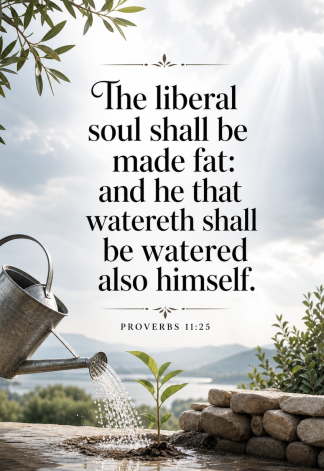 Bible Verse - Christian - Proverbs 11:25 - The liberal soul shall - A3/A4 Poster
