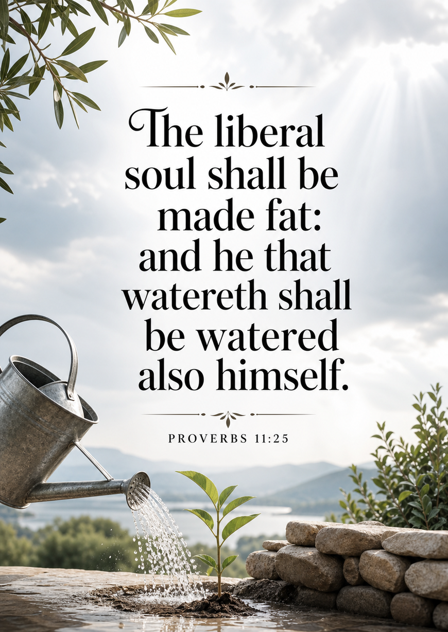 Bible Verse - Christian - Proverbs 11:25 - The liberal soul shall - A3/A4 Poster