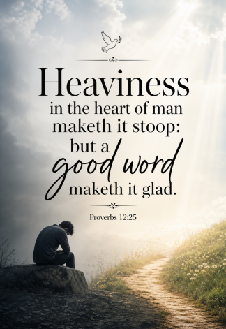 Bible Verse - Christian - Proverbs 12:25 - Heaviness in the heart - A3/A4 Poster