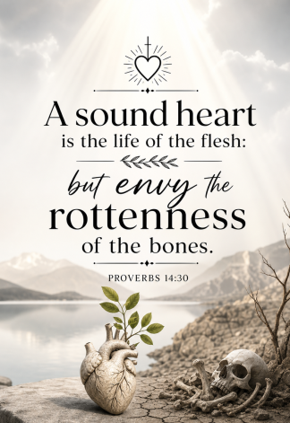 Bible Verse - Christian - Proverbs 14:30 - A sound heart is - A3/A4 Poster