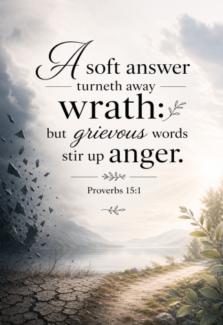 Bible Verse - Christian - Proverbs 15:1 - A soft answer turneth - A3/A4 Poster