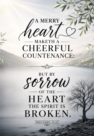 Bible Verse - Christian - Proverbs 15:13 - A merry heart maketh - A3/A4 Poster