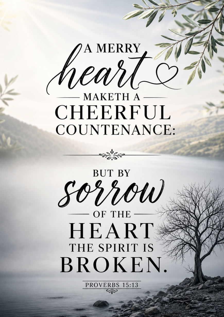 Bible Verse - Christian - Proverbs 15:13 - A merry heart maketh - A3/A4 Poster
