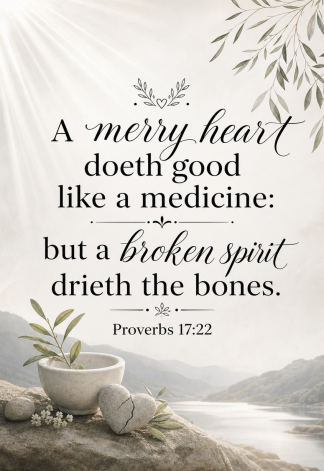 Bible Verse - Christian - Proverbs 17:22 - A merry heart doeth - A3/A4 Poster