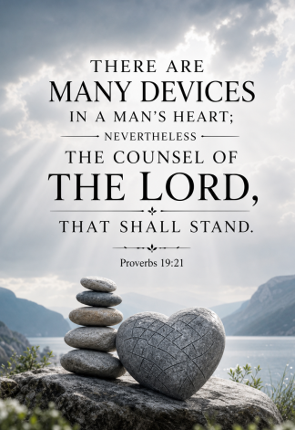 Bible Verse - Christian - Proverbs 19:21 - There are many devices - A3/A4 Poster