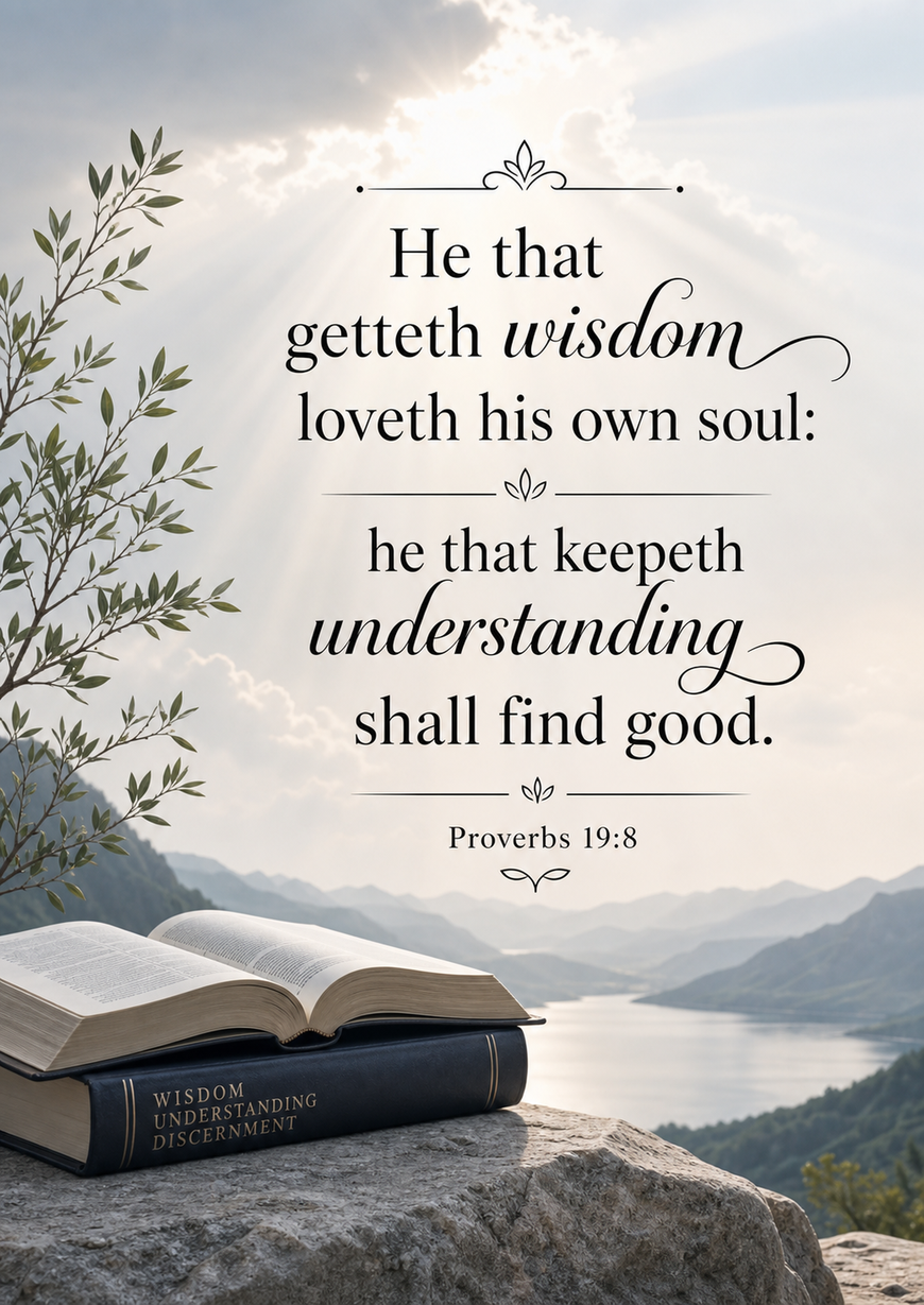 Bible Verse - Christian - Proverbs 19:8 - He that getteth wisdom - A3/A4 Poster