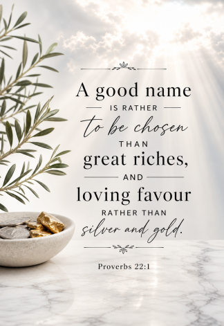 Bible Verse - Christian - Proverbs 22:1 - A good name is - A3/A4 Poster