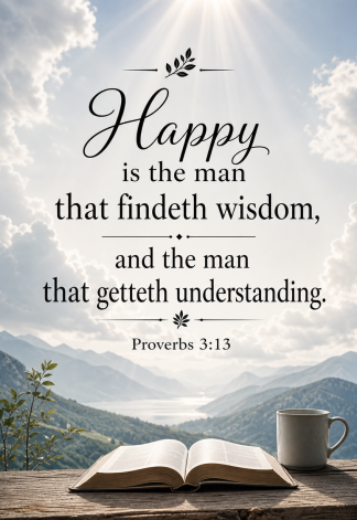 Bible Verse - Christian - Proverbs 3:13 - Happy is the man - A3/A4 Poster