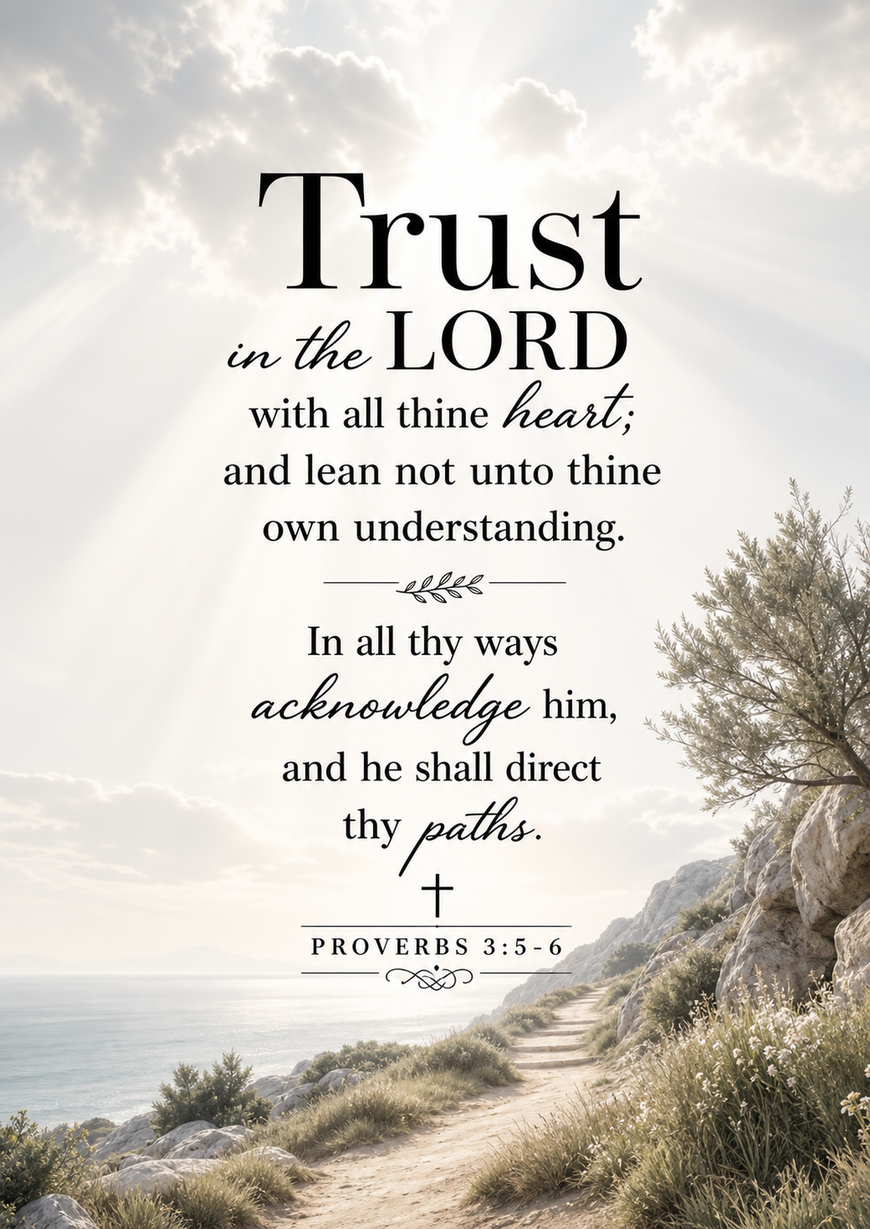 Bible Verse - Christian - Proverbs 3:5-6 - Trust in the LORD - A3/A4 Poster