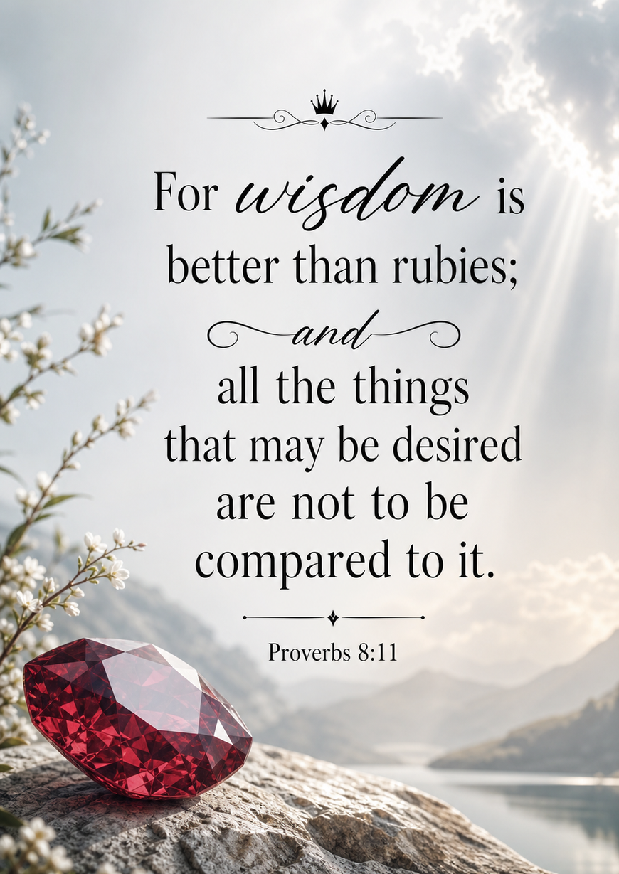 Bible Verse - Christian - Proverbs 8:11 - For wisdom is better - A3/A4 Poster