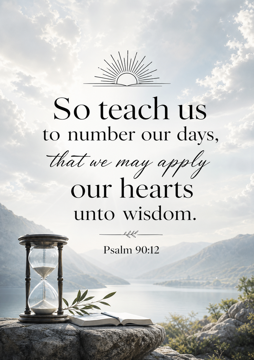 Bible Verse - Christian - Psalm 90:12 - So teach us to - A3/A4 Poster