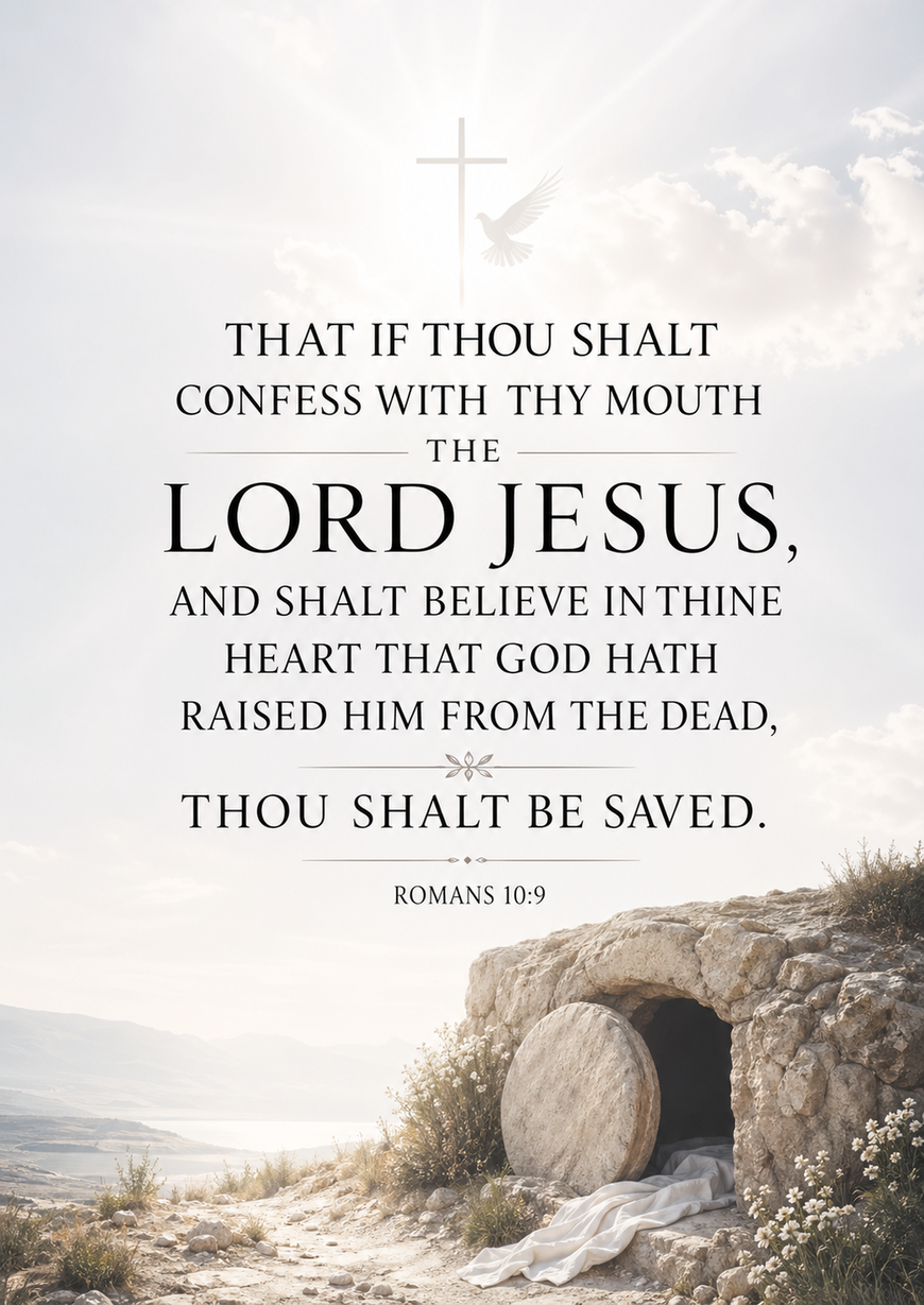 Bible Verse - Christian - Romans 10:9 - That if thou shalt - A3/A4 Poster