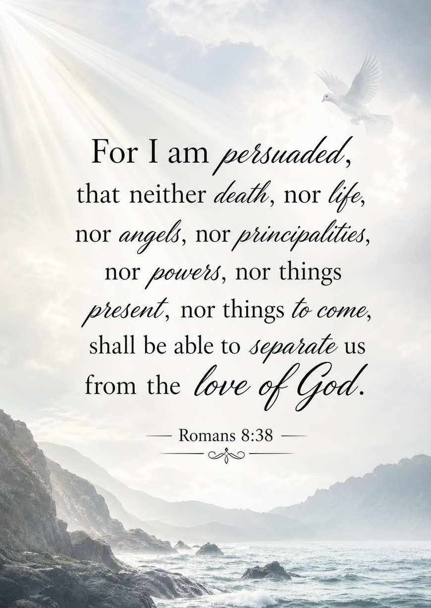 Bible Verse - Christian - Romans 8:38 - For I am persuaded - A3/A4 Poster