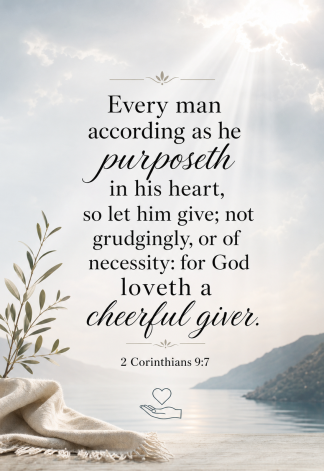 Bible Verse - Christian - 2 Corinthians 9:7 - Every man according as - A3/A4 Poster