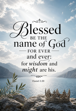 Bible Verse - Christian - Daniel 2:20 - Blessed be the name - A3/A4 Poster