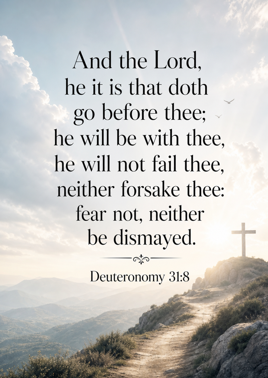 Bible Verse - Christian - Deuteronomy 31:8 - And the Lord he - A3/A4 Poster