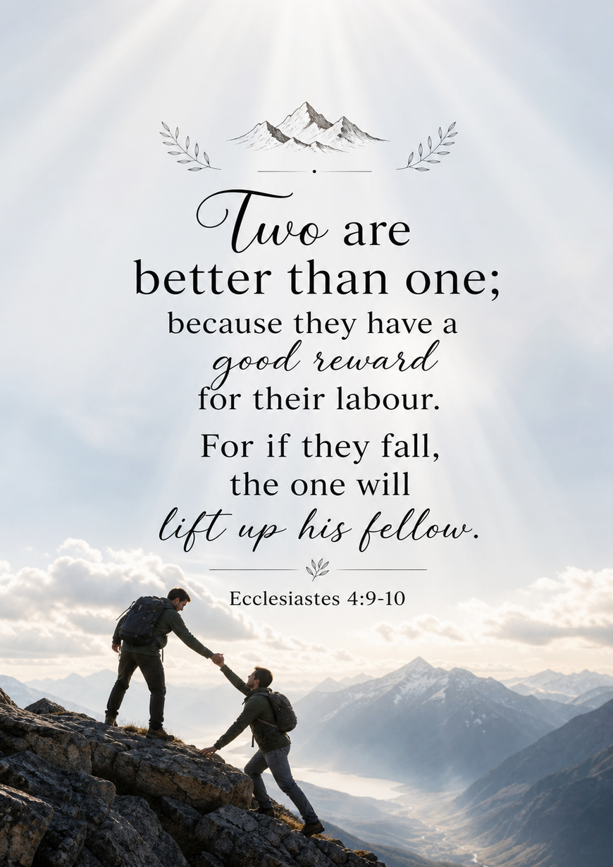 Bible Verse - Christian - Ecclesiastes 4:9-10 - Two are better than - A3/A4 Poster