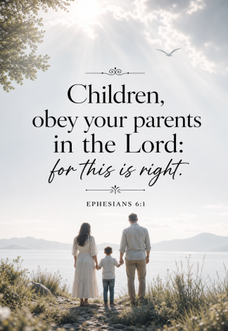 Bible Verse - Christian - Ephesians 6:1 - Children obey your parents - A3/A4 Poster