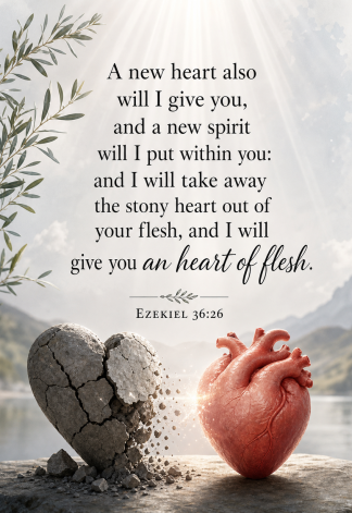 Bible Verse - Christian - Ezekiel 36:26 - A new heart also - A3/A4 Poster