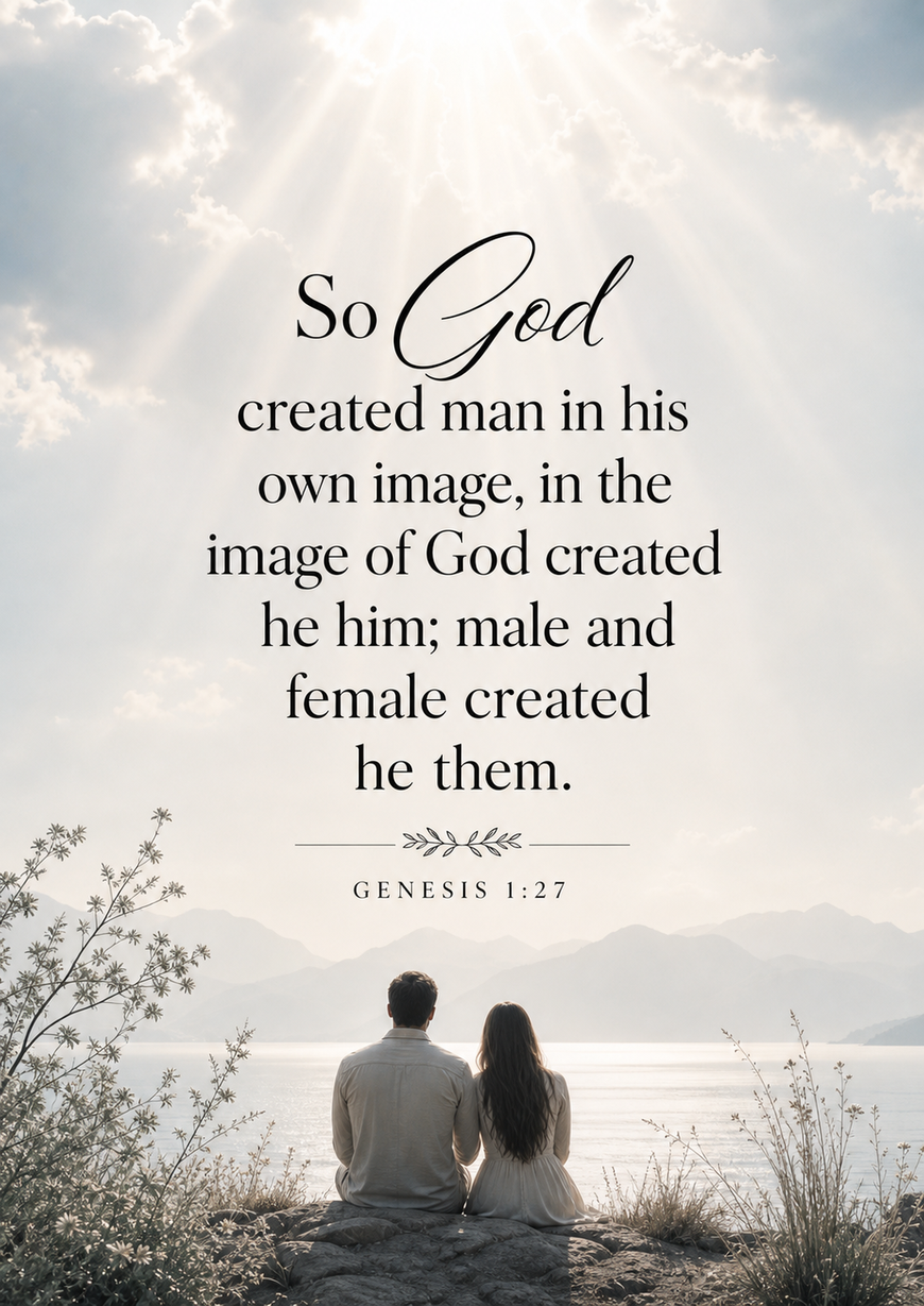 Bible Verse - Christian - Genesis 1:27 - So God created man - A3/A4 Poster
