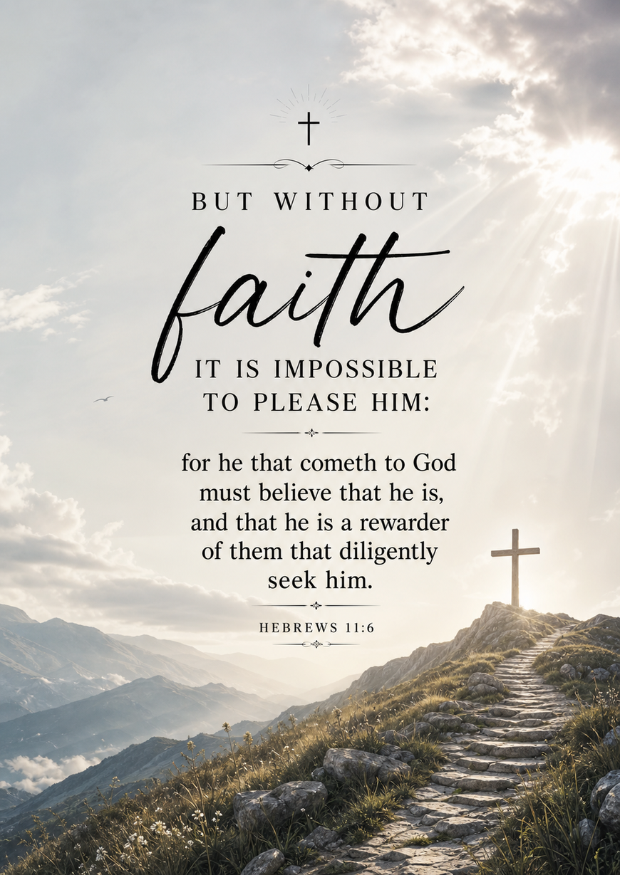 Bible Verse - Christian - Hebrews 11:6 - But without faith it - A3/A4 Poster
