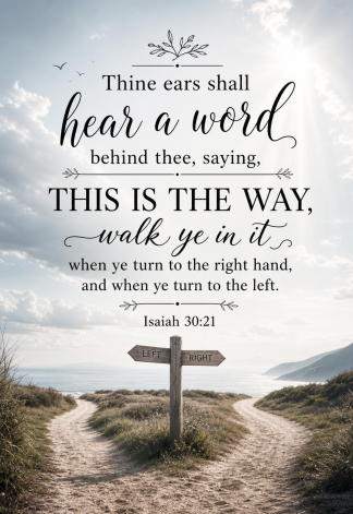 Bible Verse - Christian - Isaiah 30:21 - Thine ears shall hear - A3/A4 Poster