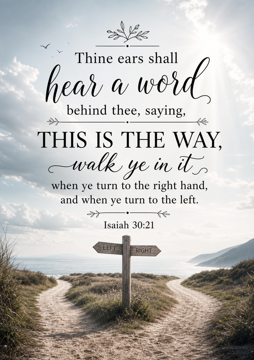 Bible Verse - Christian - Isaiah 30:21 - Thine ears shall hear - A3/A4 Poster