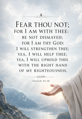 Bible Verse - Christian - Isaiah 41:10 - Fear thou not for - A3/A4 Poster