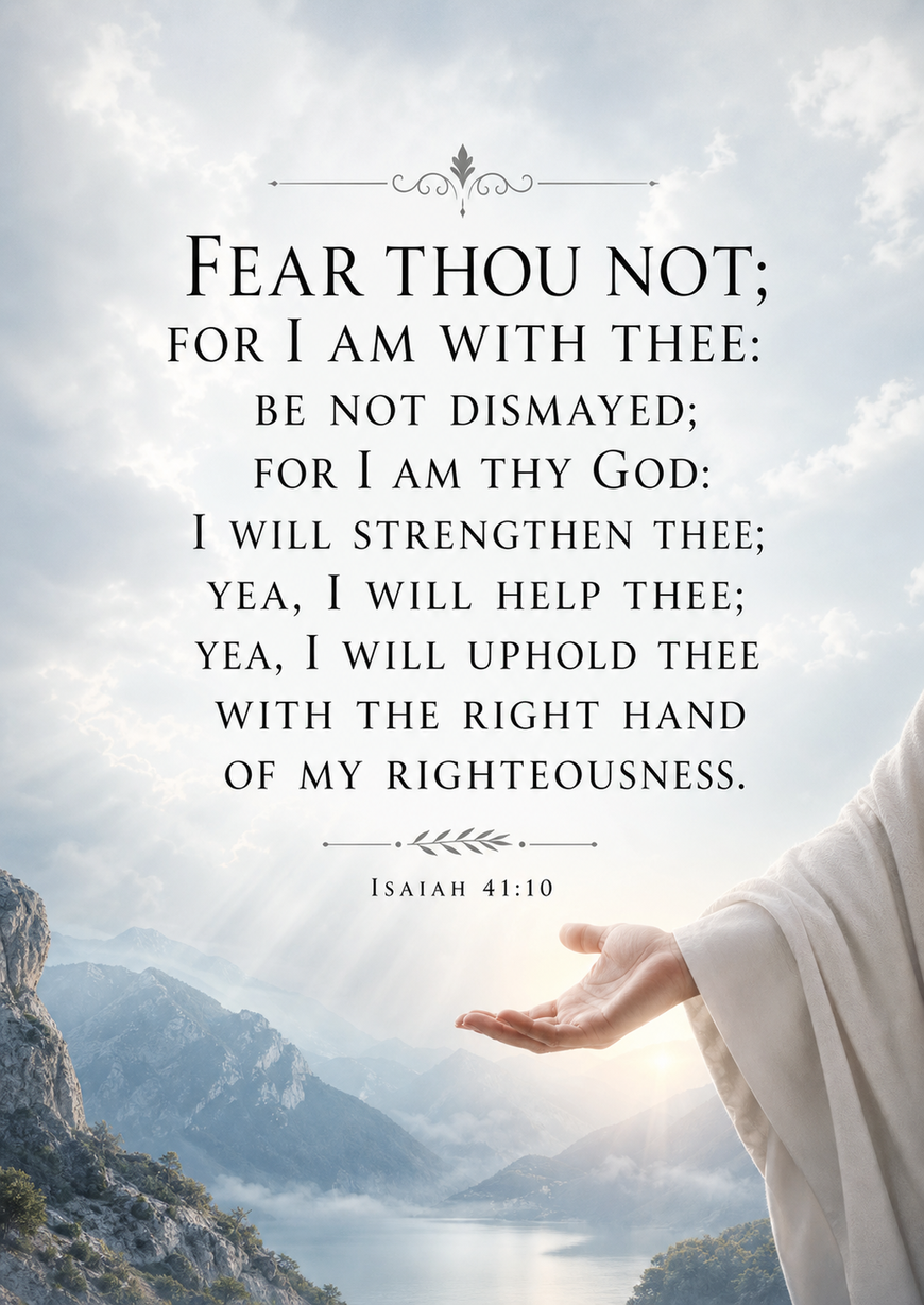 Bible Verse - Christian - Isaiah 41:10 - Fear thou not for - A3/A4 Poster