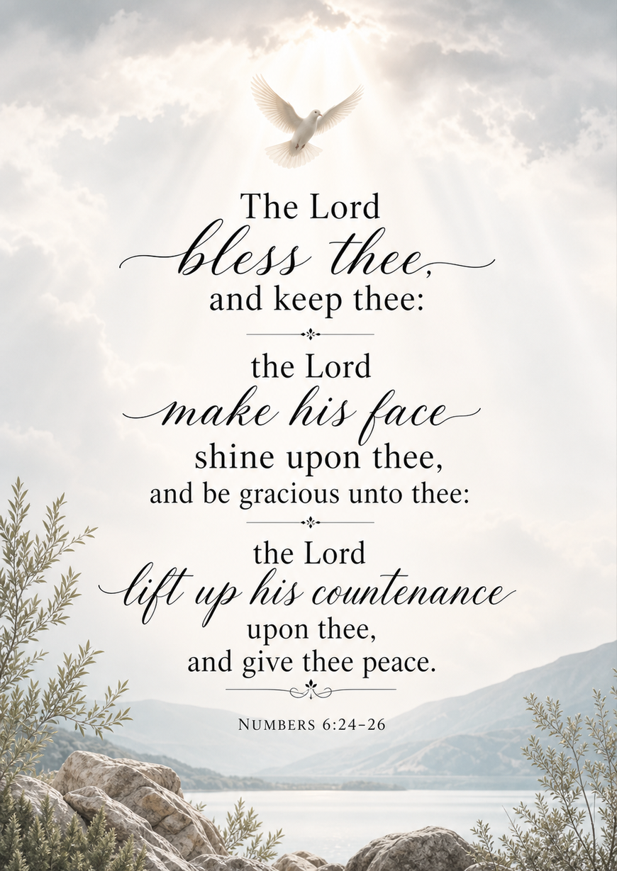 Bible Verse - Christian - Numbers 6:24-26 - The Lord bless thee - A3/A4 Poster