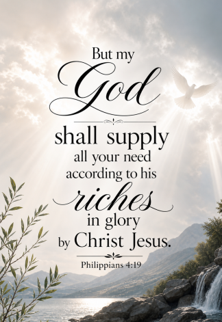 Bible Verse - Christian - Philippians 4:19 - But my God shall - A3/A4 Poster