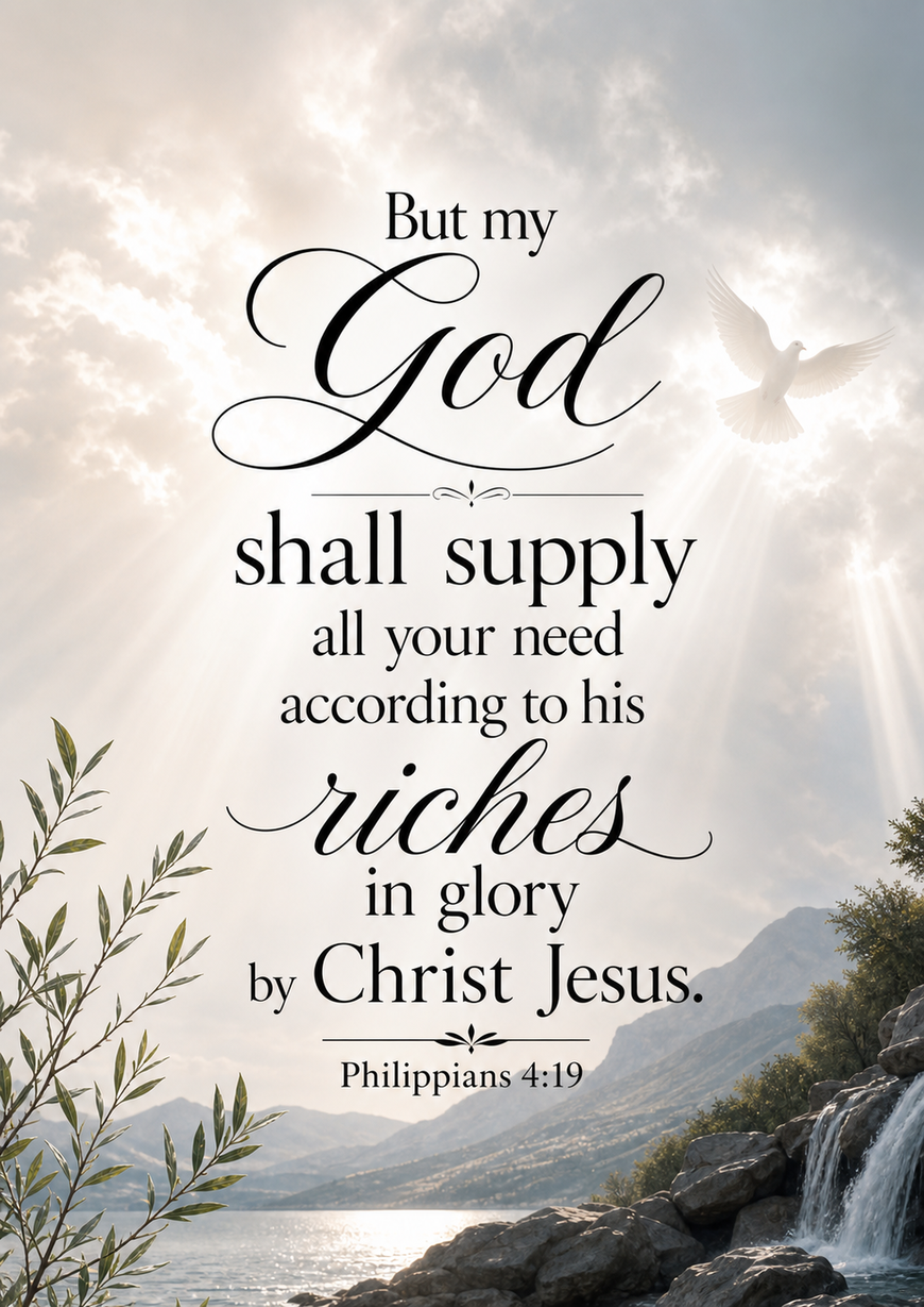 Bible Verse - Christian - Philippians 4:19 - But my God shall - A3/A4 Poster