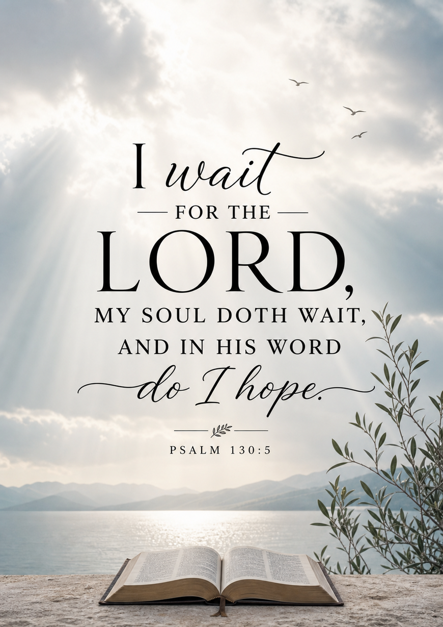 Bible Verse - Christian - Psalm 130:5 - I wait for the - A3/A4 Poster