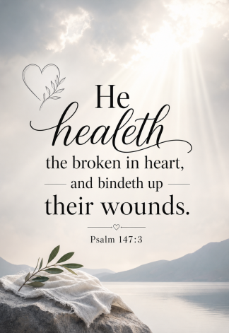 Bible Verse - Christian - Psalm 147:3 - He healeth the broken - A3/A4 Poster