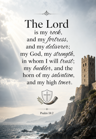 Bible Verse - Christian - Psalm 18:2 - The Lord is my - A3/A4 Poster