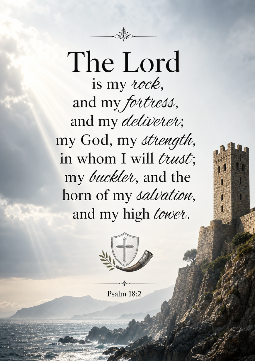 Bible Verse - Christian - Psalm 18:2 - The Lord is my - A3/A4 Poster